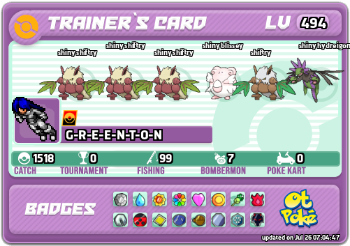G-R-E-E-N-T-O-N Card otPokemon.com