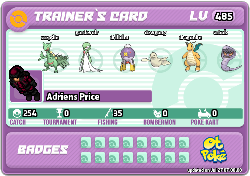 Adriens Price Card otPokemon.com